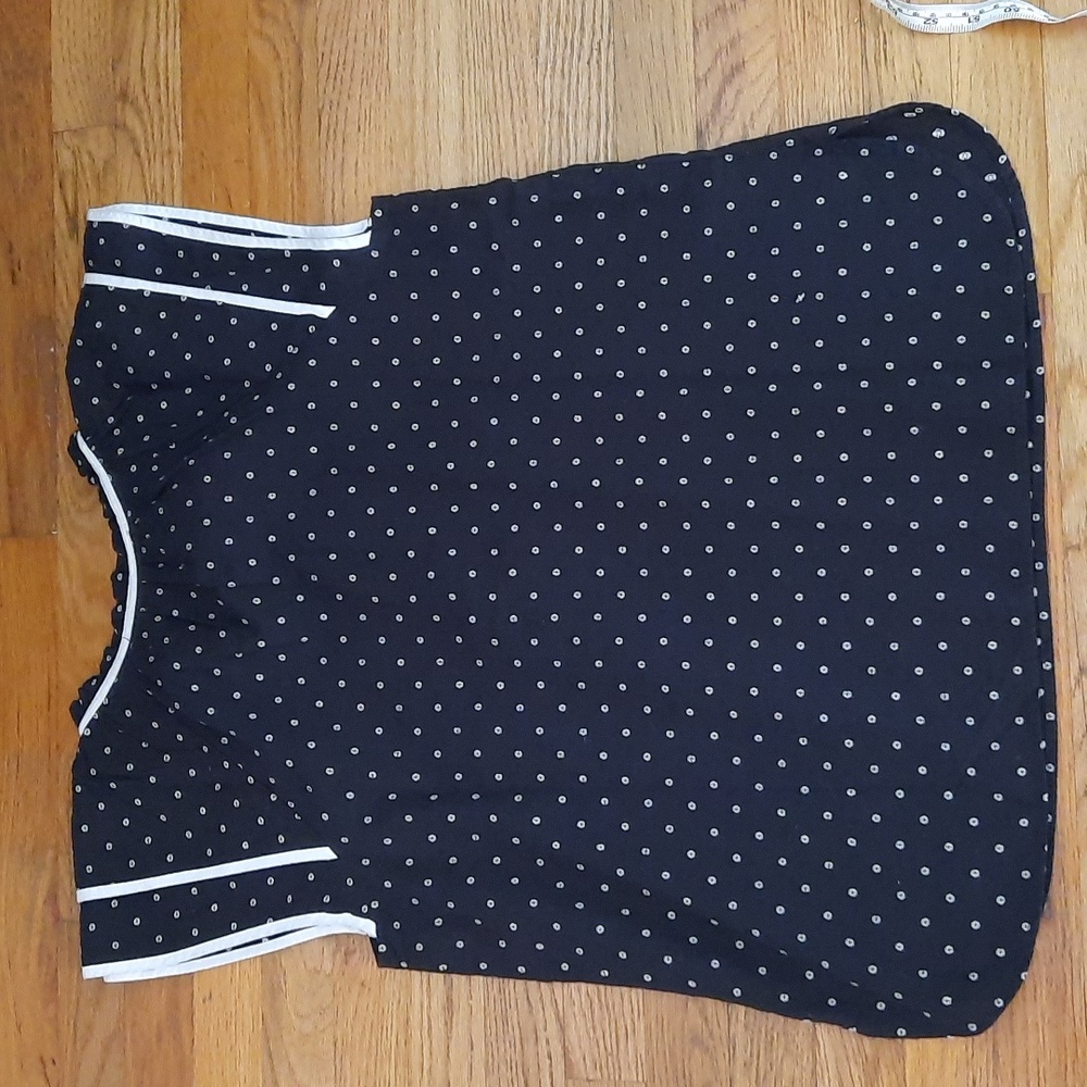 NWT LOFT clip dot tie neck button front ruffle sleeve top small - Picture 7 of 7